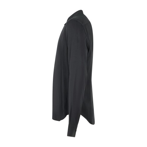 Marsem - Camicia manica lunga nera in viscosa opaca slim fit per uomo | co68 2