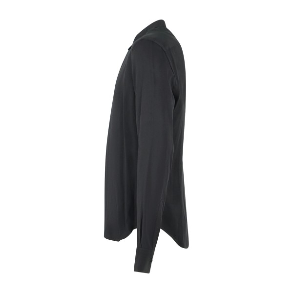 Marsem - Camicia manica lunga nera in viscosa opaca slim fit per uomo | co68