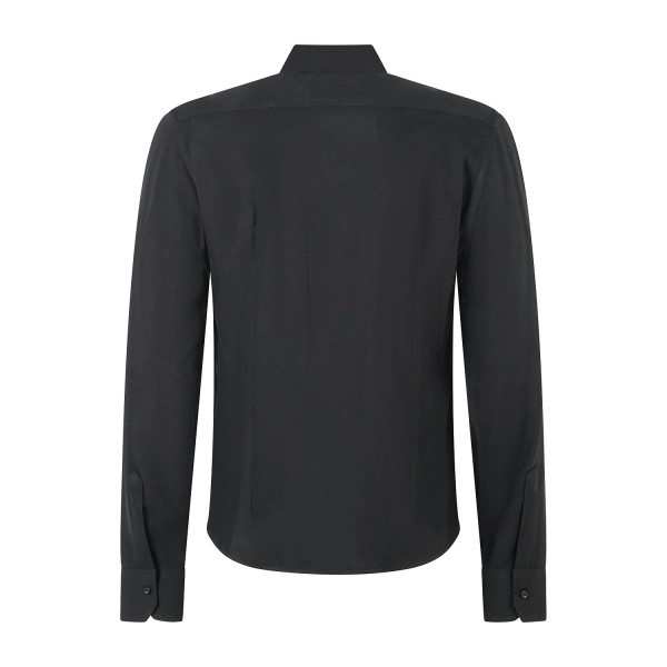 Marsem - Camicia manica lunga nera in viscosa opaca slim fit per uomo | co68