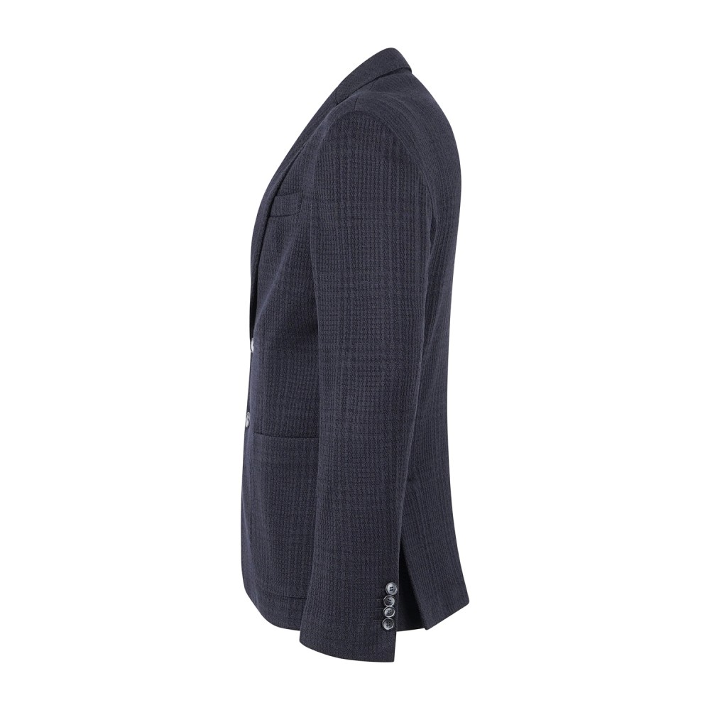 Havana & Co - Giacca blu monopetto in jersey mistolana con lavorazione per uomo