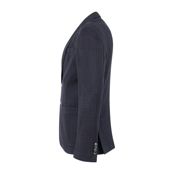 Havana & Co - Giacca blu monopetto in jersey mistolana con lavorazione per uomo