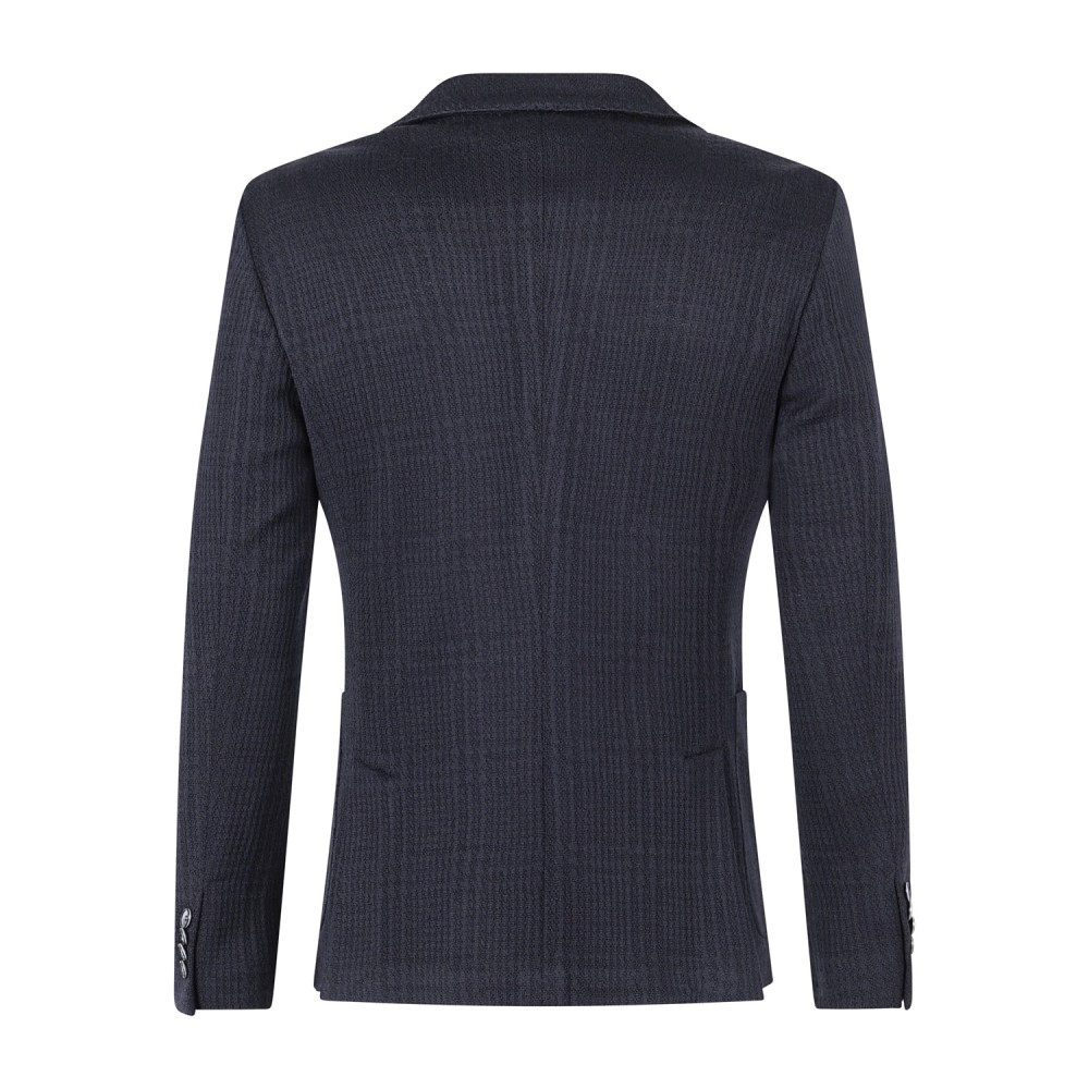 Havana & Co - Giacca blu monopetto in jersey mistolana con lavorazione per uomo