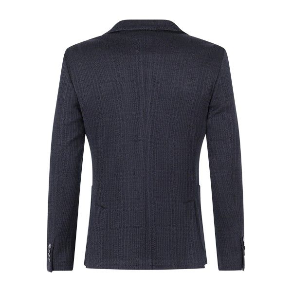 Havana & Co - Giacca blu monopetto in jersey mistolana con lavorazione per uomo