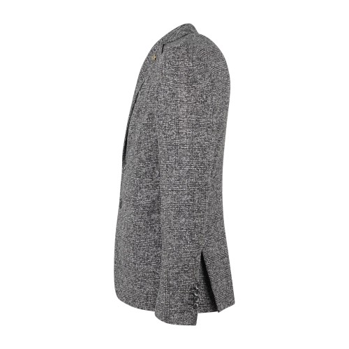 Havana & Co - Giacca grigia monopetto in jersey a fantasia check per uomo | 2