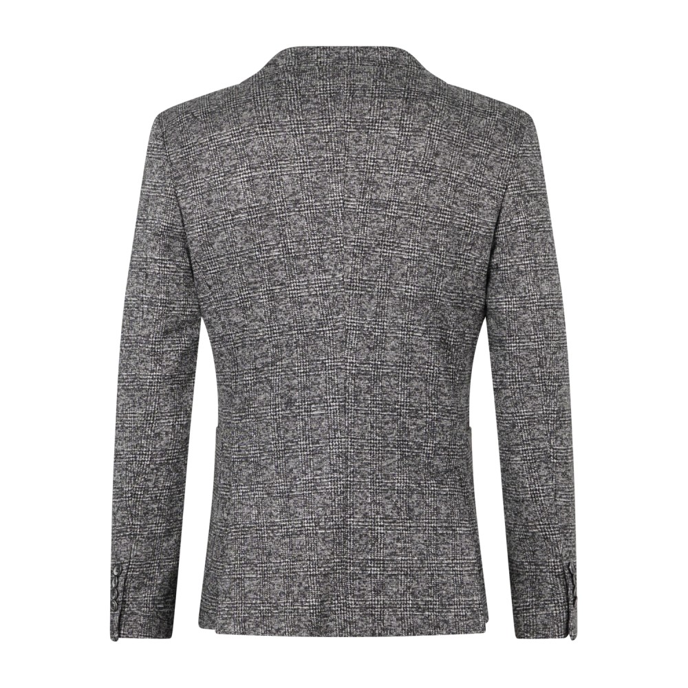 Havana & Co - Giacca grigia monopetto in jersey a fantasia check per uomo |