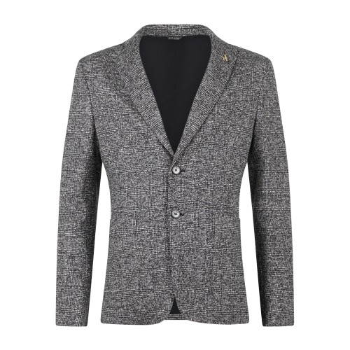 Havana & Co - Giacca grigia monopetto in jersey a fantasia check per uomo |
