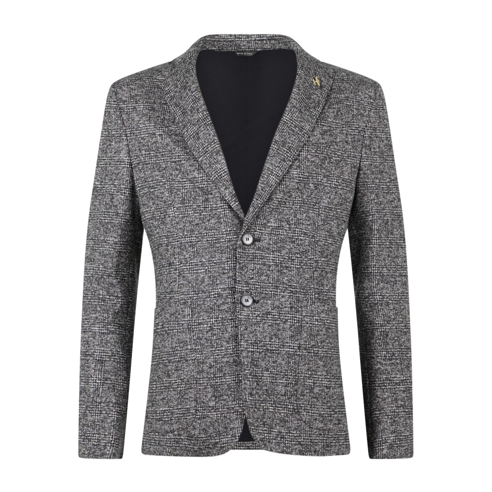 Havana & Co - Giacca grigia monopetto in jersey a fantasia check per uomo |