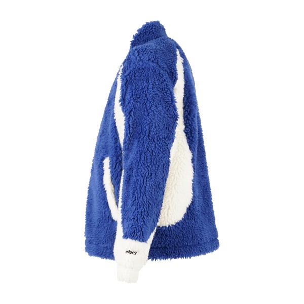 Obey - Giubbotto Center Field blu in sherpa con zip e logo per uomo | 121800625