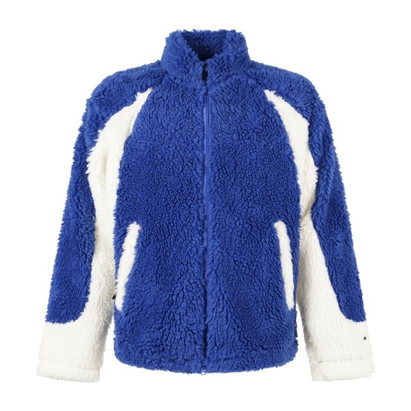 Obey - Giubbotto Center Field blu in sherpa con zip e logo per uomo | 121800625