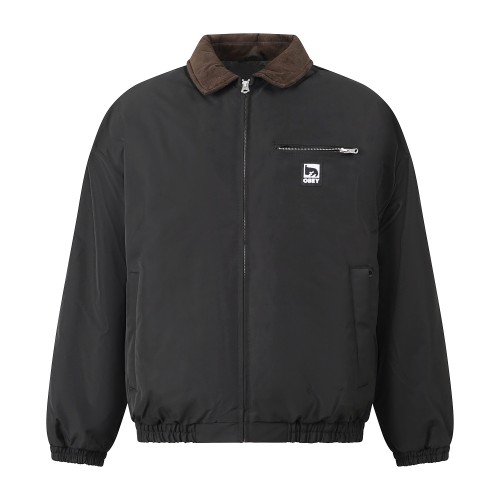 Obey - Giubbotto Elysian nera con colletto in velluto a coste e logo per uomo |
