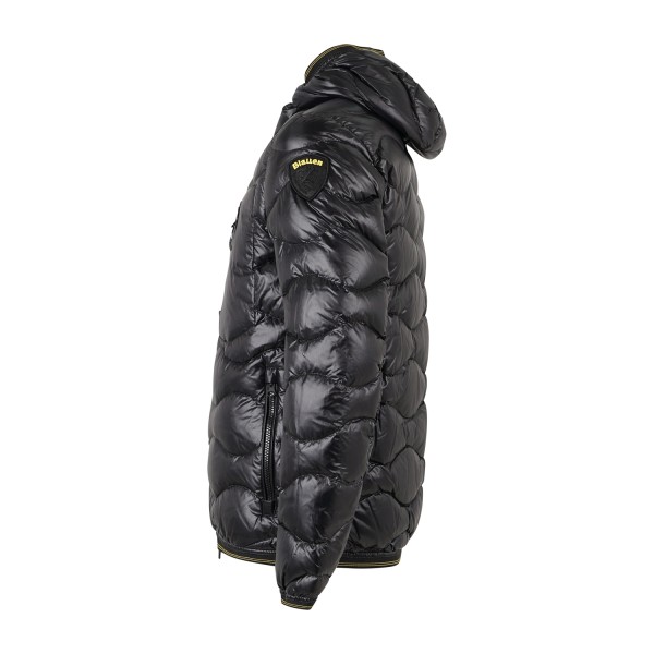Blauer - Giubbotto piumino Wave nero con cappuccio a effetto trapuntato ad onde