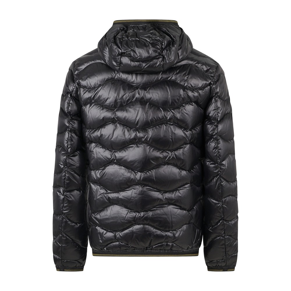 Blauer - Giubbotto piumino Wave nero con cappuccio a effetto trapuntato ad onde