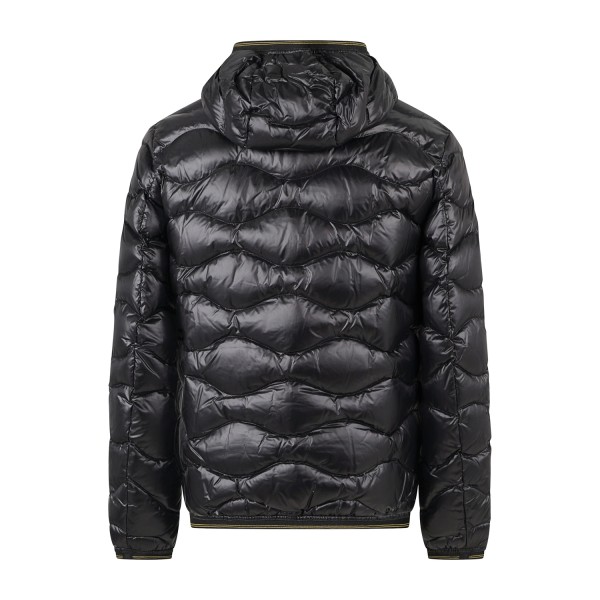 Blauer - Giubbotto piumino Wave nero con cappuccio a effetto trapuntato ad onde