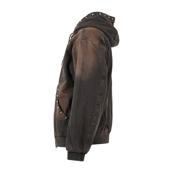 Obey - Giubbotto Studded marrone con cappuccio con borchie per uomo | 121800633