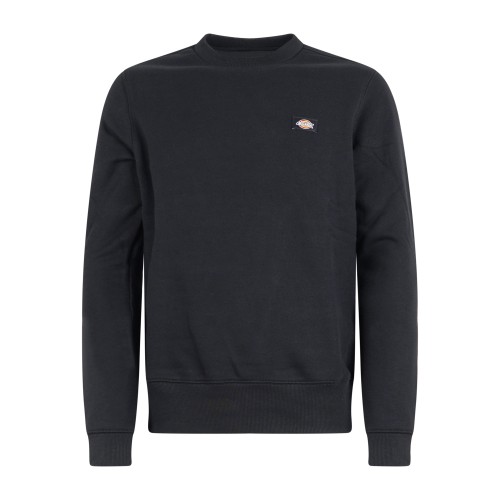 Dickies - Felpa girocollo Oakport nera in cotone con patch logo sul petto per