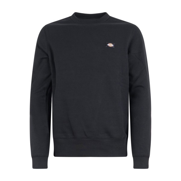 Dickies - Felpa girocollo Oakport nera in cotone con patch logo sul petto per
