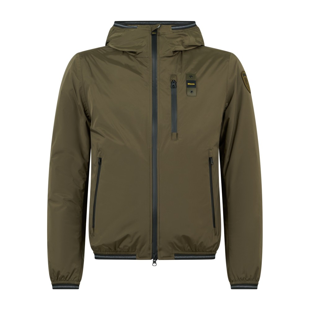 Blauer - Giubbotto Devon verde con cappuccio ed interno in ecopelliccia per