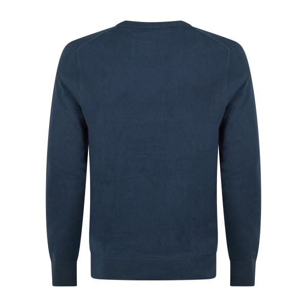 Timberland - Maglioncino girocollo blu in cotone logo ricamato regular fit per