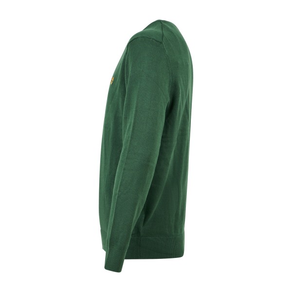 Timberland - Maglioncino girocollo verde in cotone logo ricamato regular fit