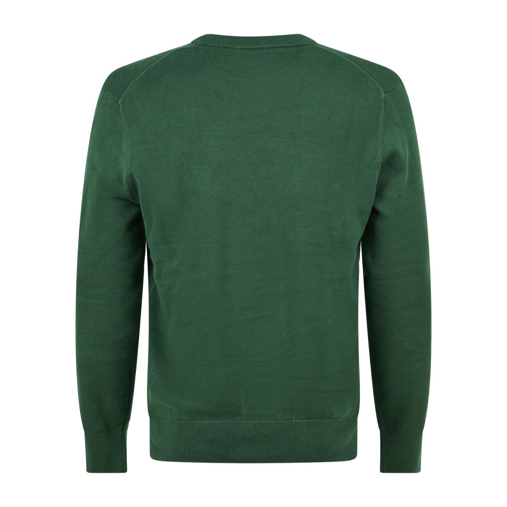 Timberland - Maglioncino girocollo verde in cotone logo ricamato regular fit