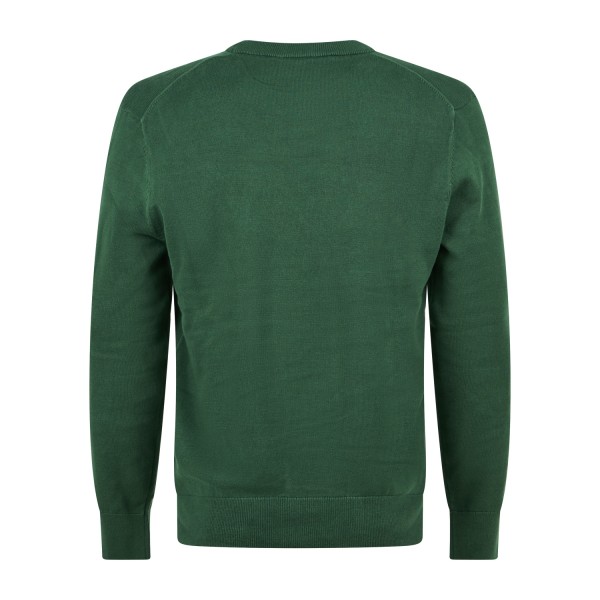 Timberland - Maglioncino girocollo verde in cotone logo ricamato regular fit