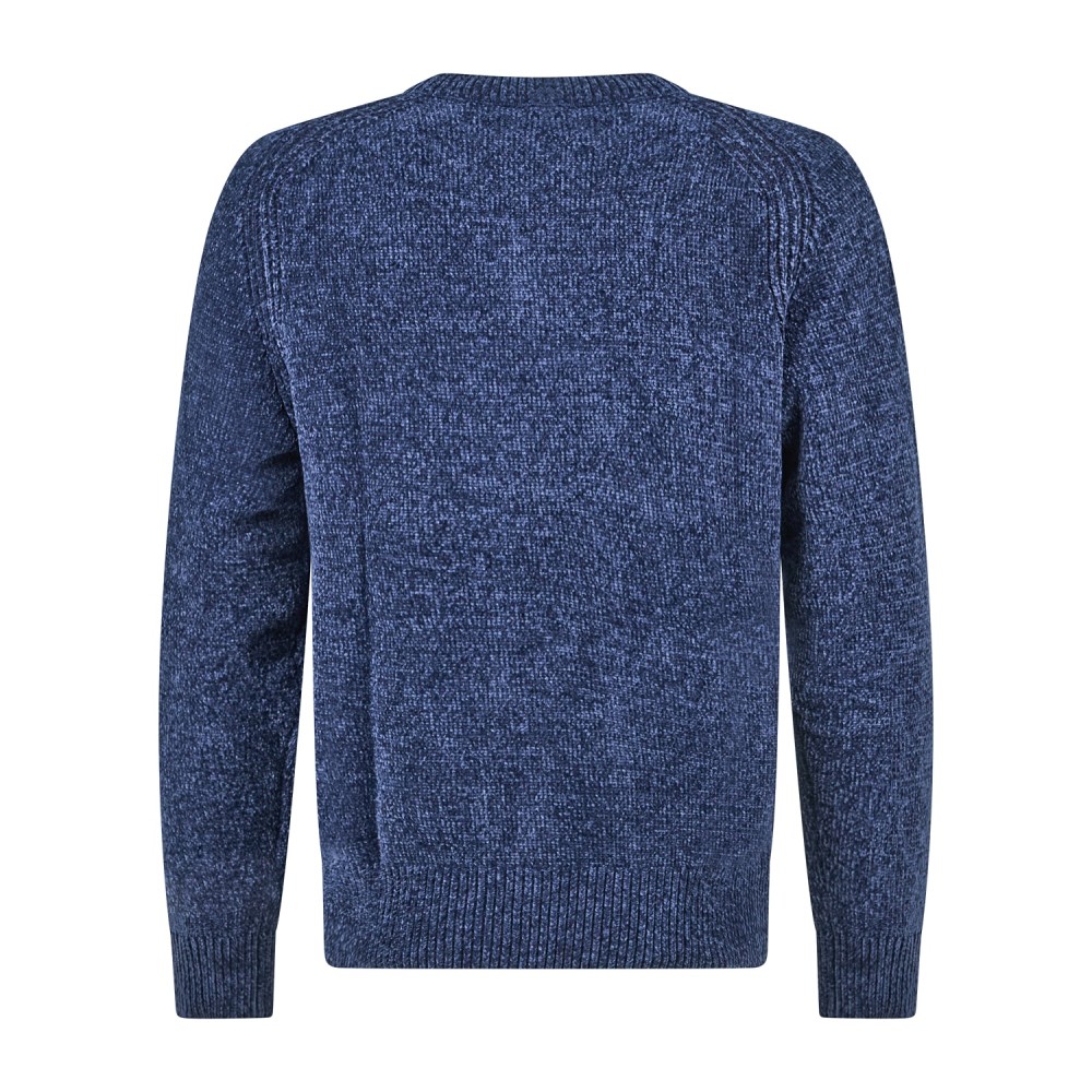 Barbati - Maglione girocollo blu in ciniglia regular fit per uomo | ma-b251p