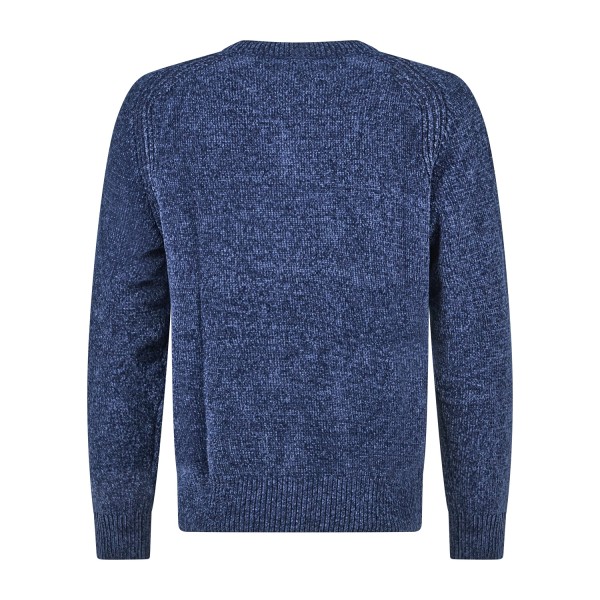 Barbati - Maglione girocollo blu in ciniglia regular fit per uomo | ma-b251p