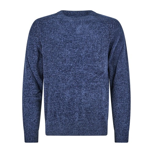 Barbati - Maglione girocollo blu in ciniglia regular fit per uomo | ma-b251p