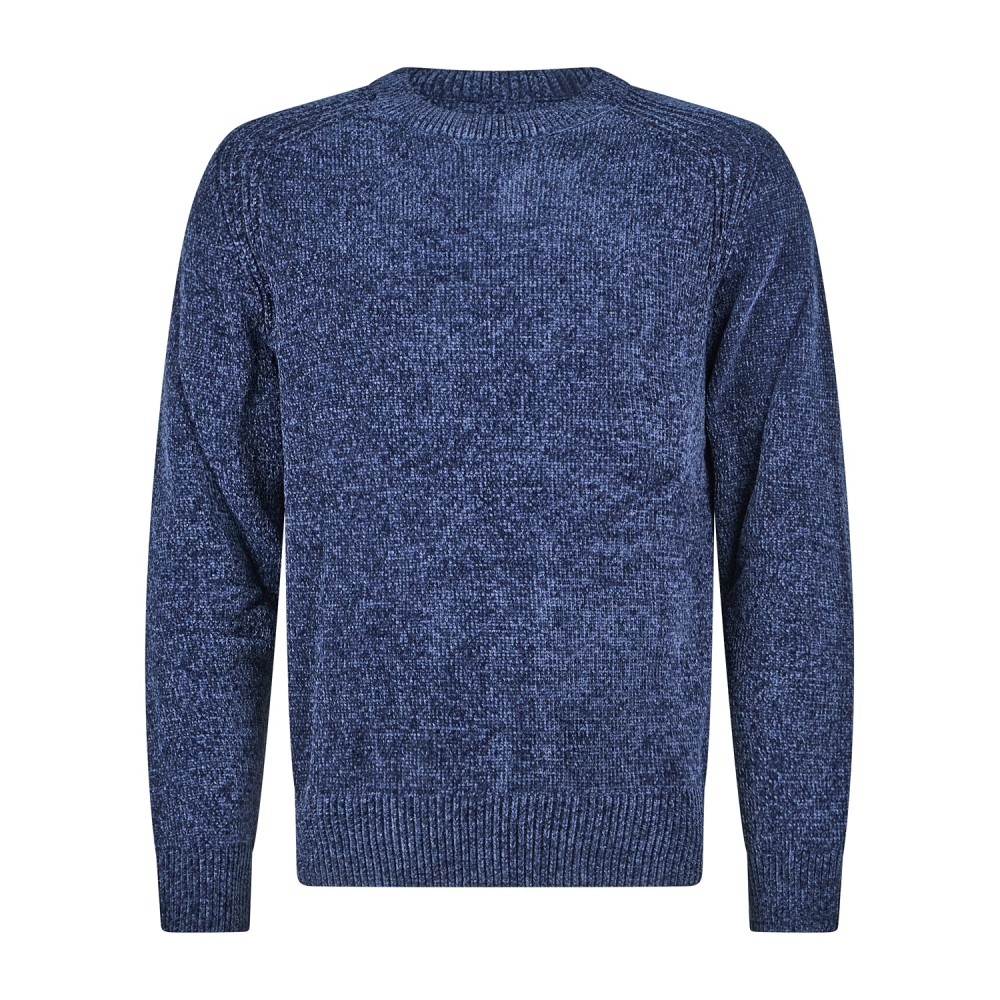 Barbati - Maglione girocollo blu in ciniglia regular fit per uomo | ma-b251p