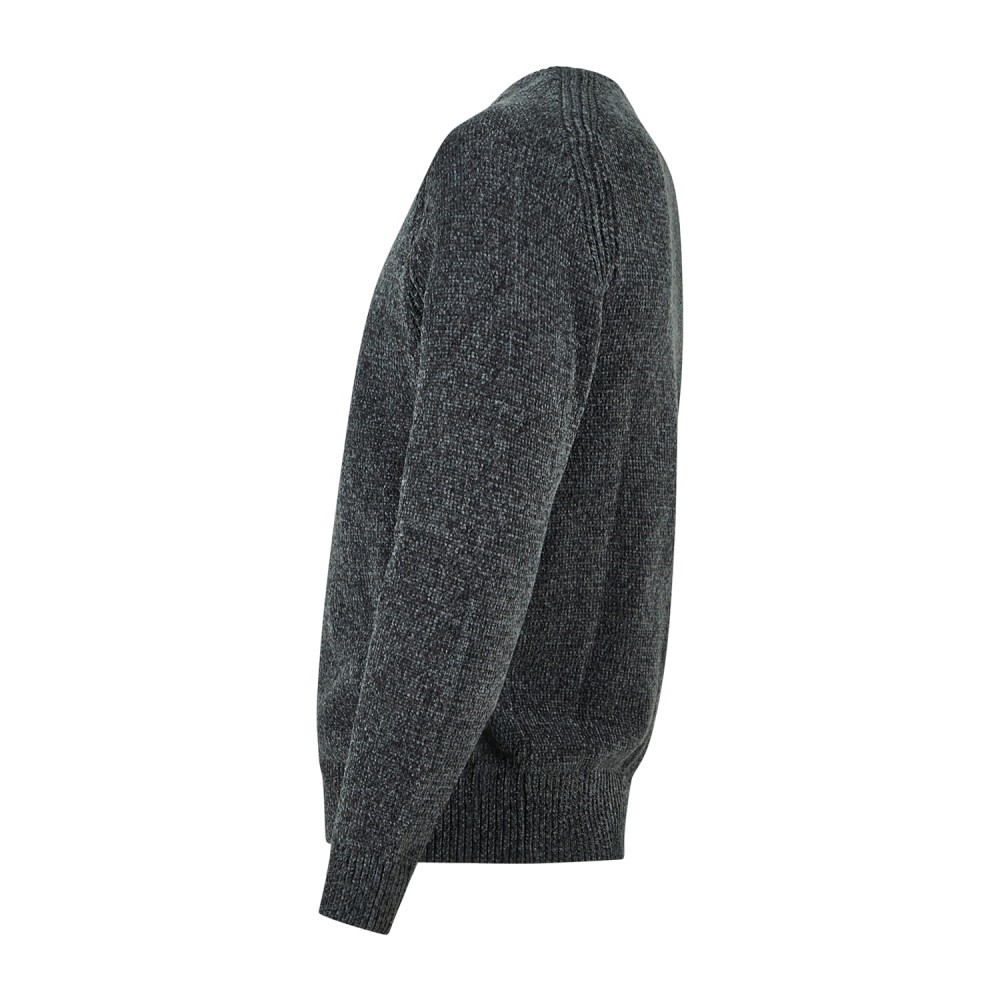 Barbati - Maglione girocollo grigio in ciniglia regular fit per uomo | ma-b251p