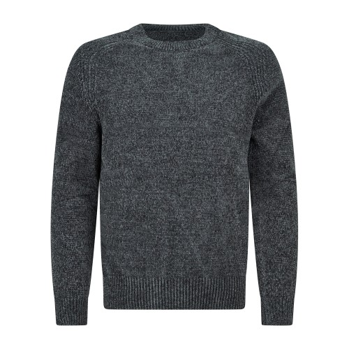 Barbati - Maglione girocollo grigio in ciniglia regular fit per uomo | ma-b251p