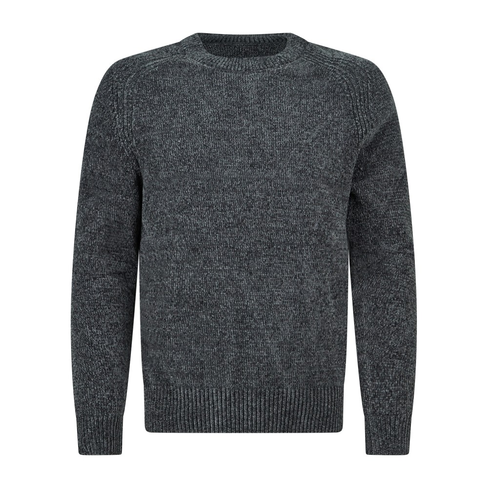 Barbati - Maglione girocollo grigio in ciniglia regular fit per uomo | ma-b251p