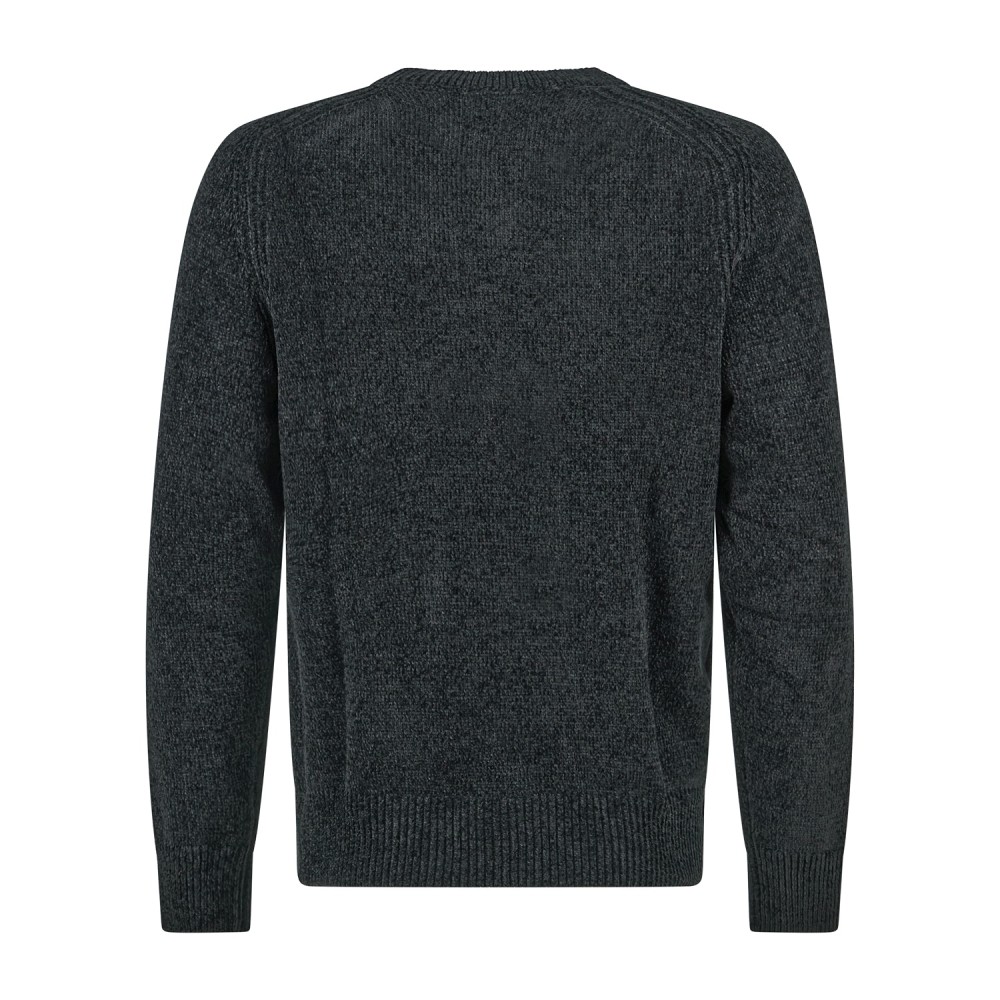 Barbati - Maglione girocollo nero in ciniglia regular fit per uomo | ma-b251p
