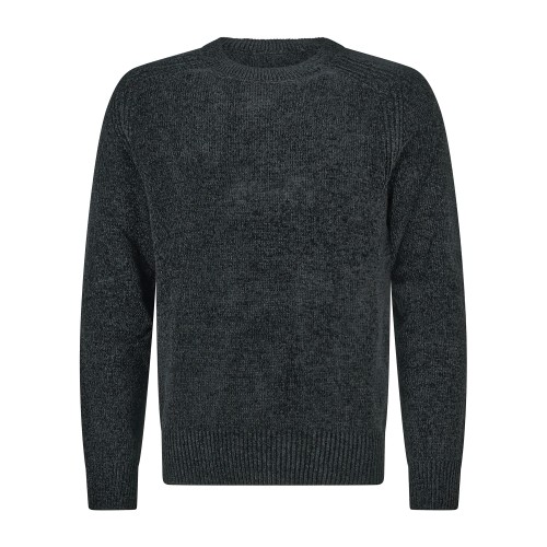Barbati - Maglione girocollo nero in ciniglia regular fit per uomo | ma-b251p