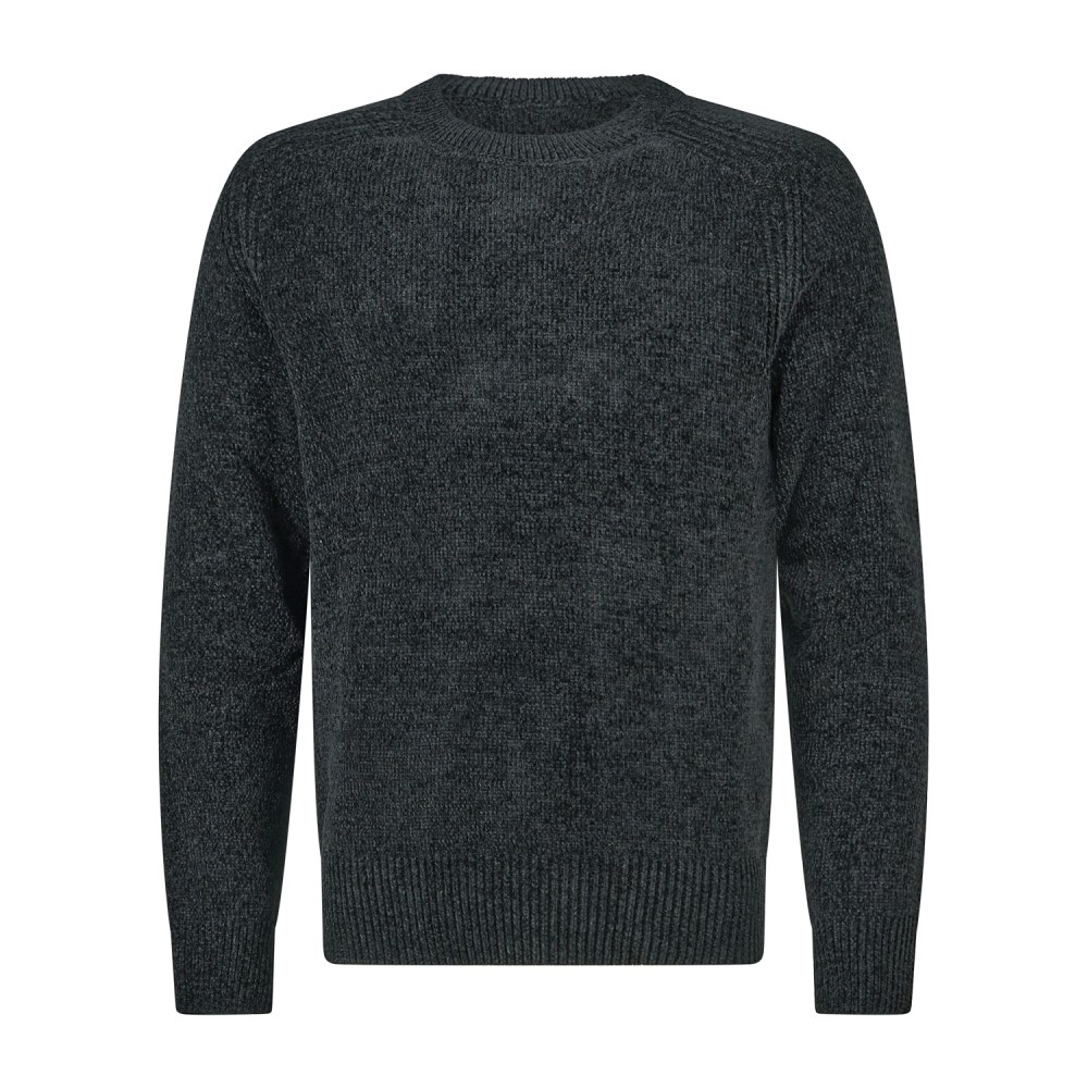 Barbati - Maglione girocollo nero in ciniglia regular fit per uomo | ma-b251p