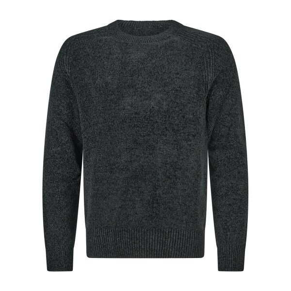 Barbati - Maglione girocollo nero in ciniglia regular fit per uomo | ma-b251p