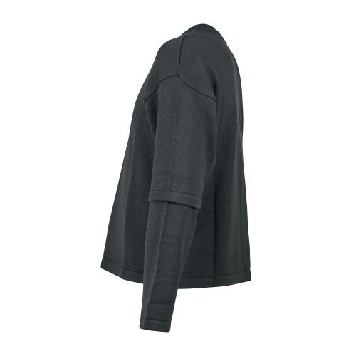 Marsem - Maglione girocollo nero in lana merinos crop fit per uomo | mrsm236 2