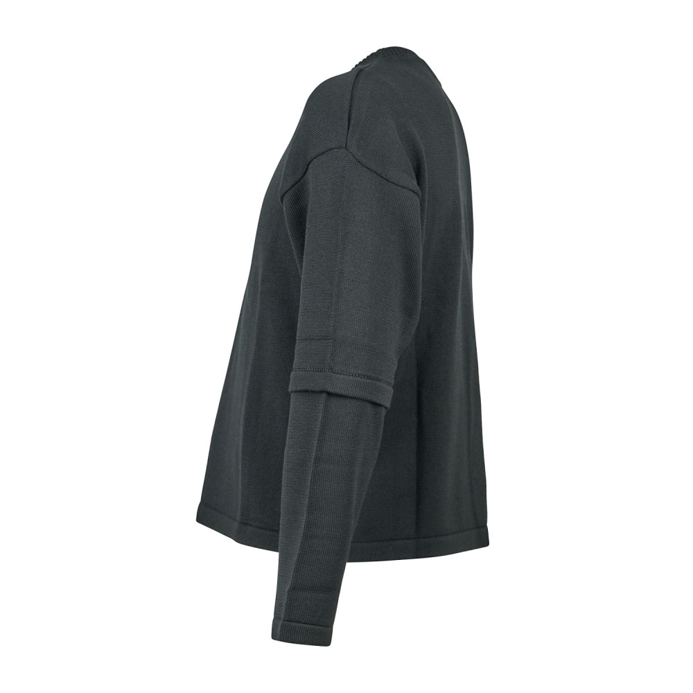 Marsem - Maglione girocollo nero in lana merinos crop fit per uomo | mrsm236