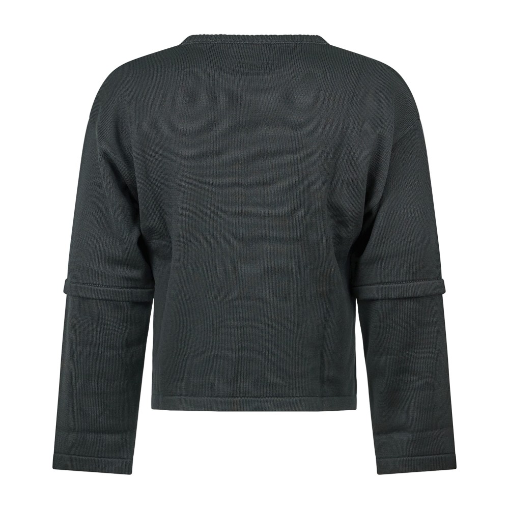 Marsem - Maglione girocollo nero in lana merinos crop fit per uomo | mrsm236