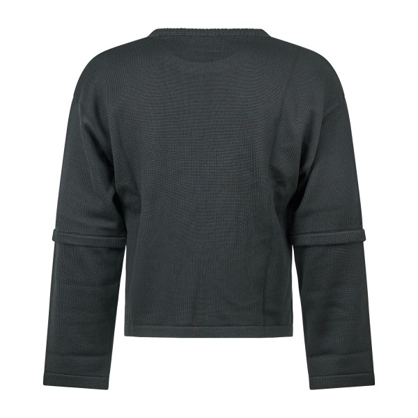 Marsem - Maglione girocollo nero in lana merinos crop fit per uomo | mrsm236