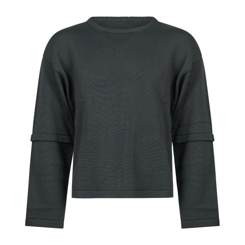 Marsem - Maglione girocollo nero in lana merinos crop fit per uomo | mrsm236