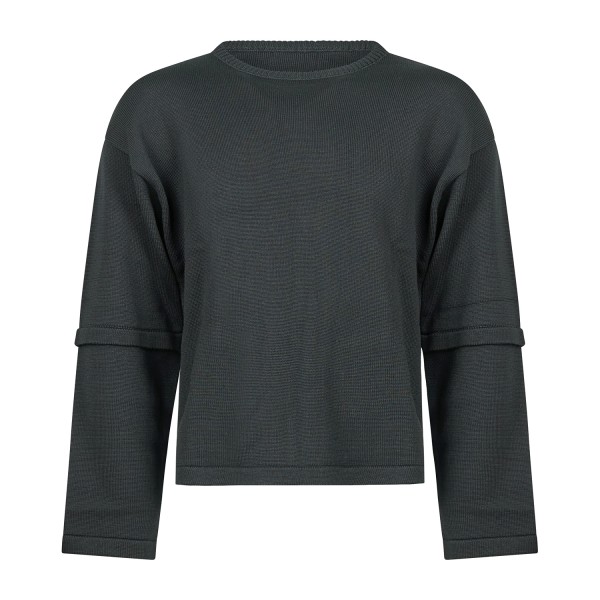Marsem - Maglione girocollo nero in lana merinos crop fit per uomo | mrsm236