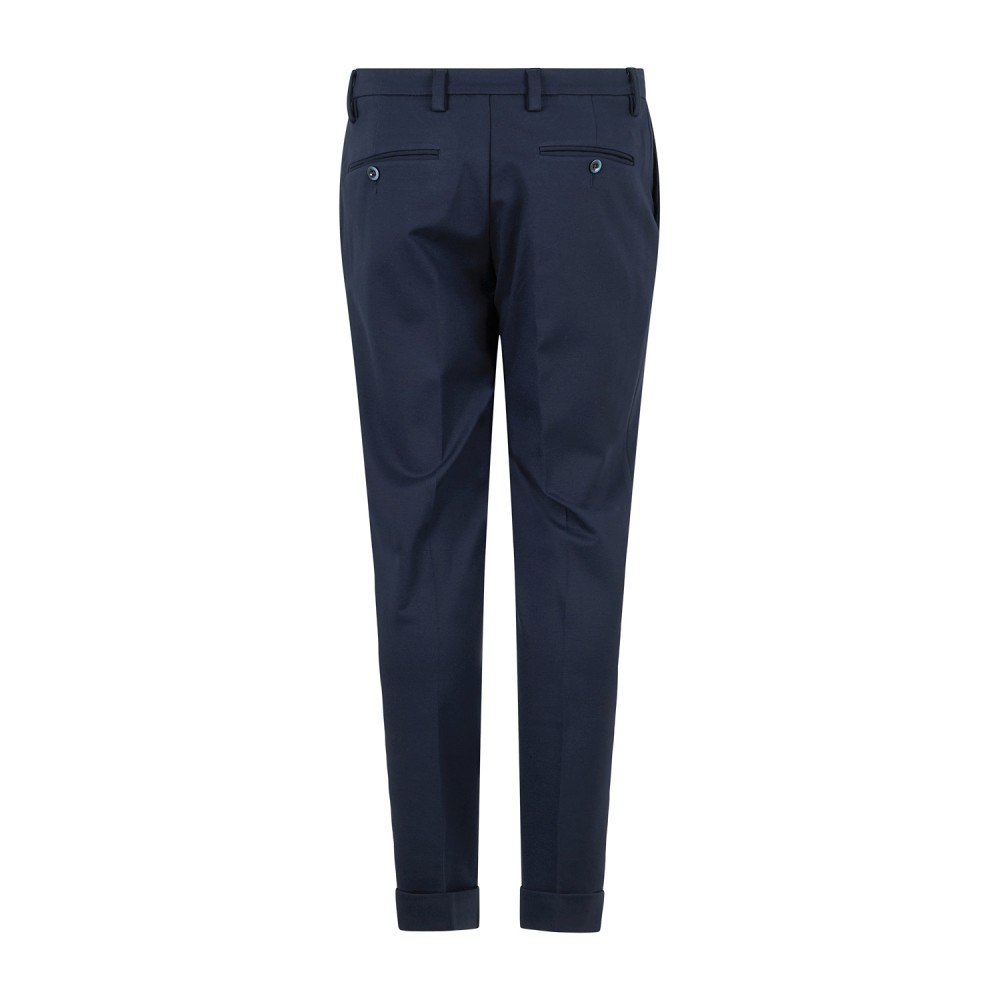 Barbati - Pantalone Gregory blu in jersey con pence e coulisse low crotch fit