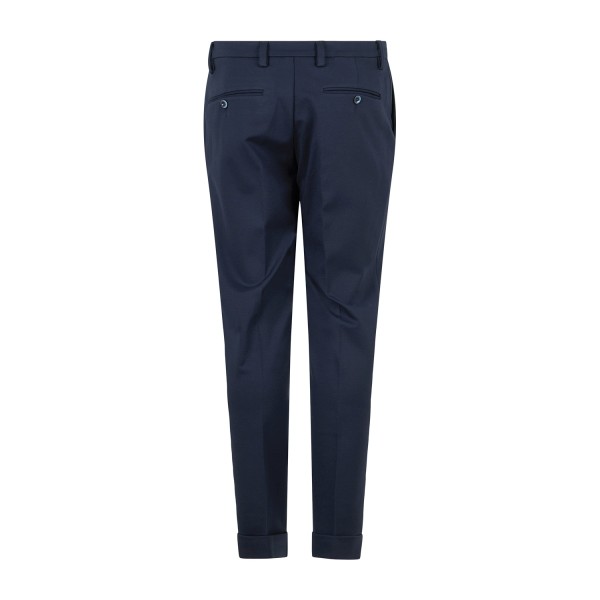 Barbati - Pantalone Gregory blu in jersey con pence e coulisse low crotch fit