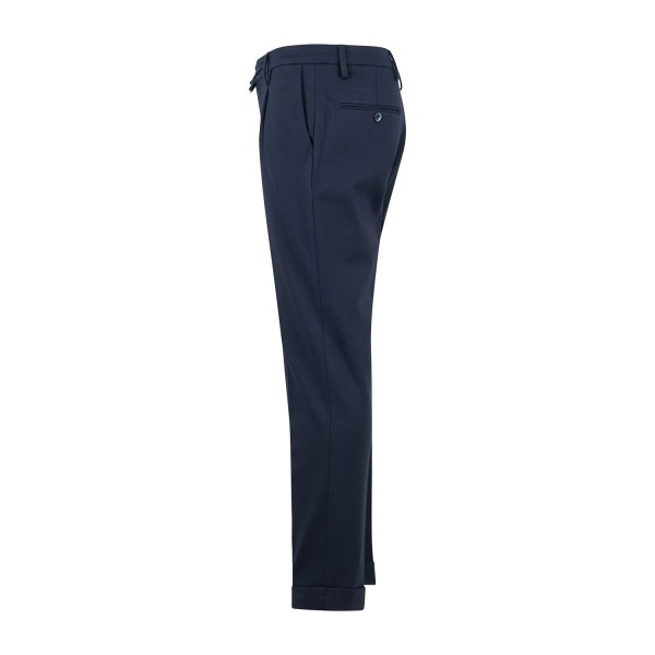 Barbati - Pantalone Gregory blu in jersey con pence e coulisse low crotch fit