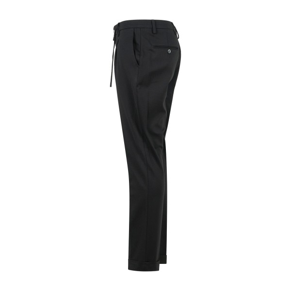 Barbati - Pantalone Gregory nero in jersey con pence e coulisse low crotch fit