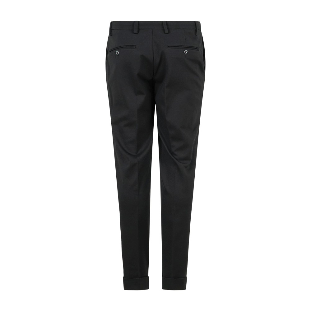 Barbati - Pantalone Gregory nero in jersey con pence e coulisse low crotch fit