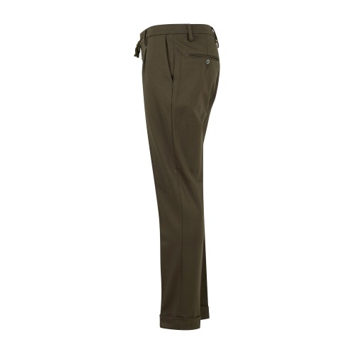 Barbati - Pantalone Gregory verde in jersey con pence e coulisse low crotch fit 2