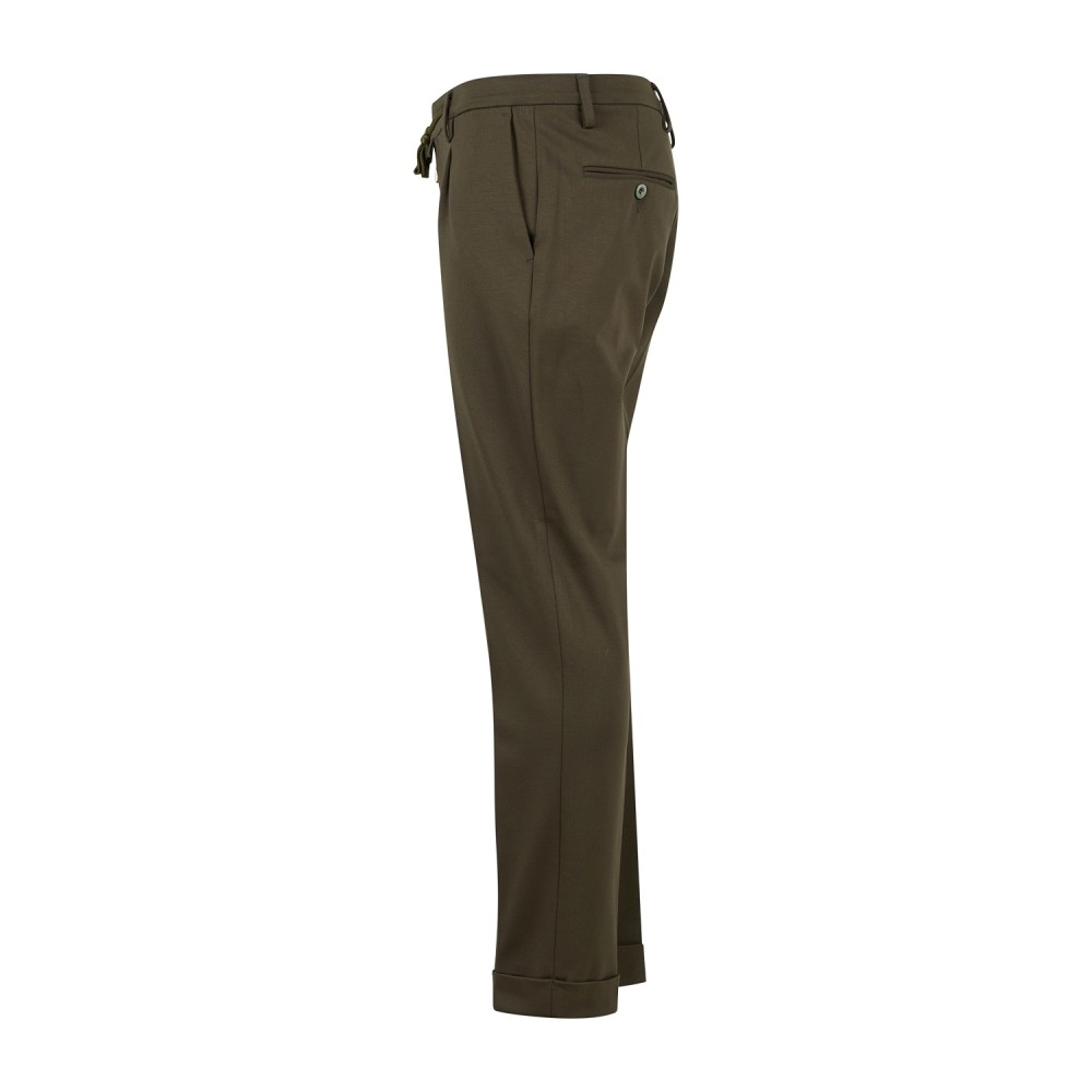 Barbati - Pantalone Gregory verde in jersey con pence e coulisse low crotch fit