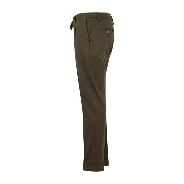 Barbati - Pantalone Gregory verde in jersey con pence e coulisse low crotch fit